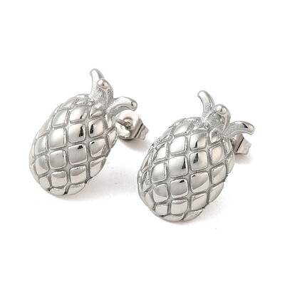 Non-Tarnish Pineapple 304 Stainless Steel Stud Earrings for Women
