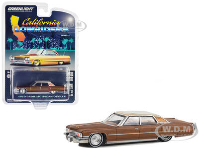 1973 Cadillac Sedan DeVille Dark Brown Metallic with Light Brown Pinstripes and White Top \