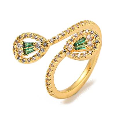 Brass with Cubic Zirconia Open Cuff Rings