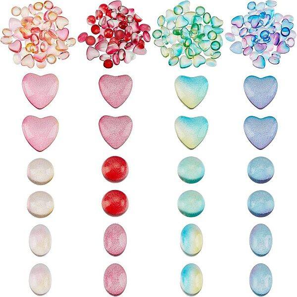 180Pcs 12 Style Transparent Glass Cabochons