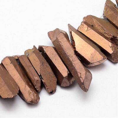 Electroplated Natural Quartz Crystal Bead Strands
