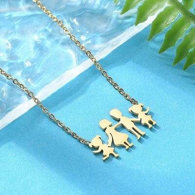 304 Stainless Steel Family Pendants Necklaces for Women