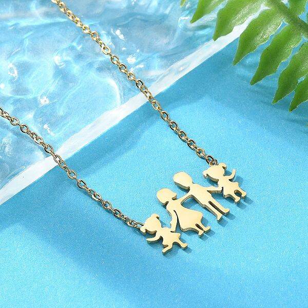 304 Stainless Steel Family Pendants Necklaces for Women