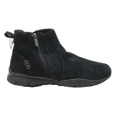 SKECHERS Ankle Boots Black Leather Womens UK 4