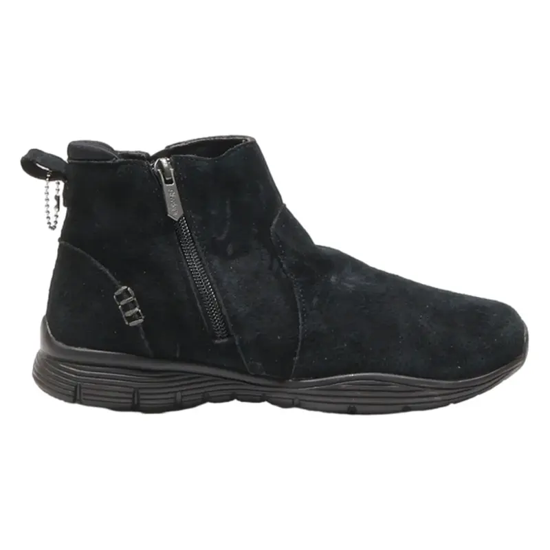 SKECHERS Ankle Boots Black Leather Womens UK 4