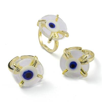 Lampwork Evil Eye Open Cuff Ring