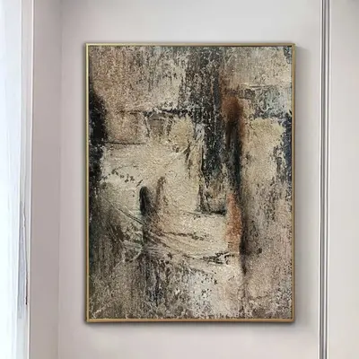 Large Abstract Beige Art Aesthetic Painting On Canvas 40x30 Expressionist Art Acrylic Painting New Apartment Gift Creative De...