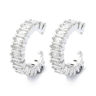 Rack Plating Brass Micro Pave Cubic Zirconia Cuff Earring