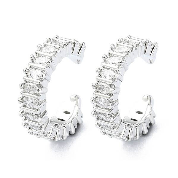 Rack Plating Brass Micro Pave Cubic Zirconia Cuff Earring
