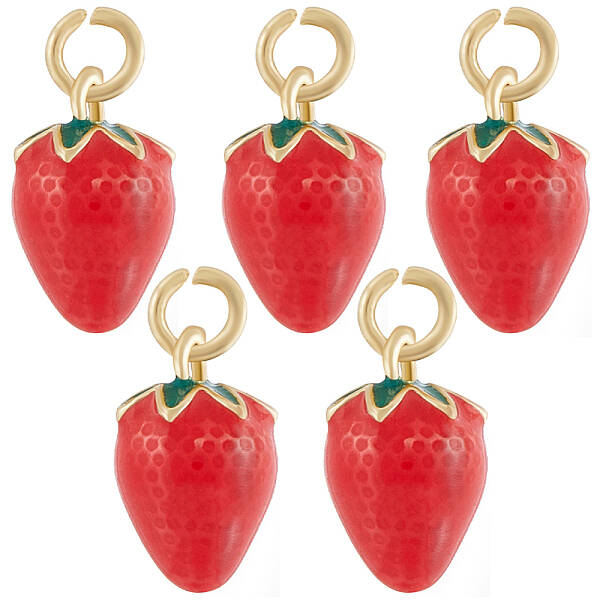 5Pcs Brass Enamel Charms