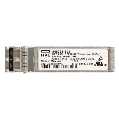 HP 845398-B21 | 25Gb/s 25GBase-SR Multi-Mode Fibre 850nm 100m LC Connector SFP28 Transceiver Module