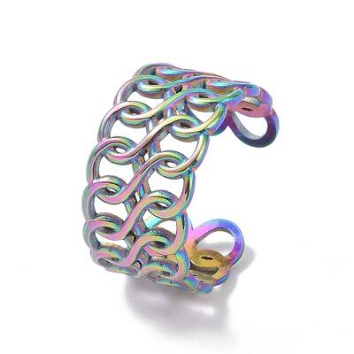 Ion Plating(IP) 304 Stainless Steel Infinity Open Cuff Ring