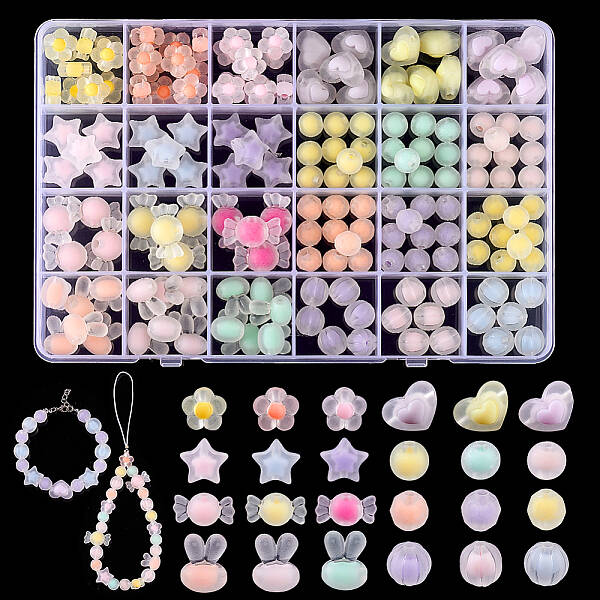 168Pcs 24 Style Transparent Acrylic Beads