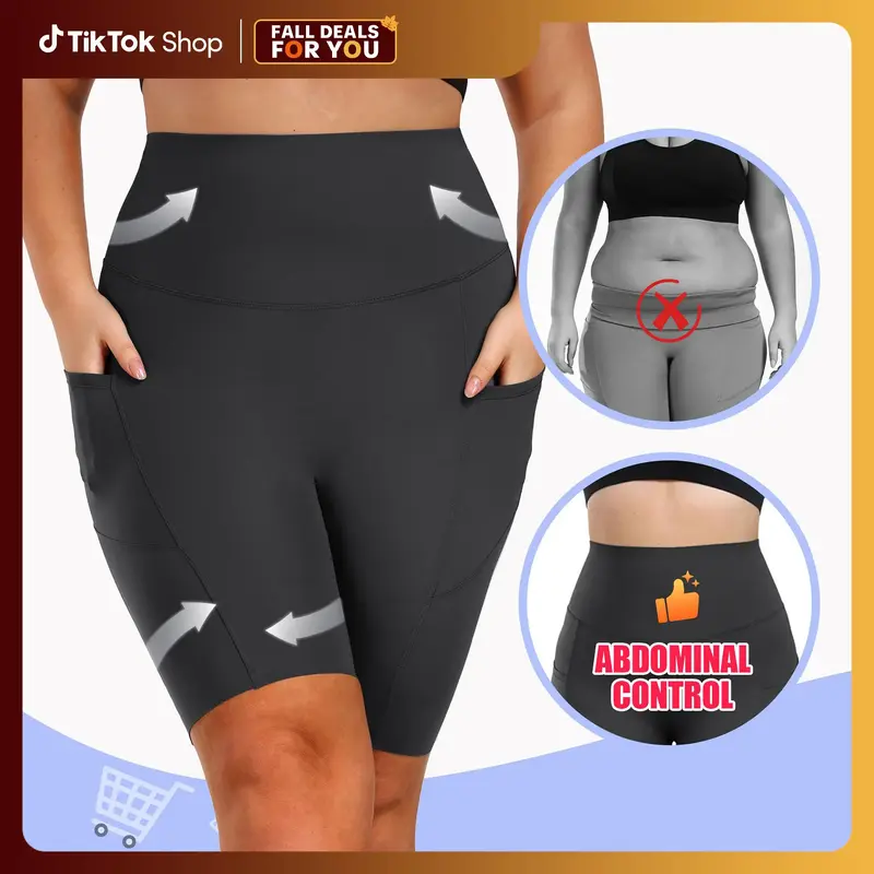 [Size up recommended] Viconow Tummy Control Workout Shorts for Women with Pockets - High Waist Bike Shorts for Gym Workout At...
