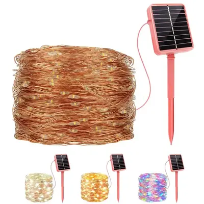 Solar Powered LED Light, 1 Count Outdoor Waterproof Flower Ring Light, Solar Copper Wire Light for Party Festival Garden Dec...