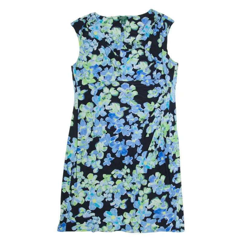 LAUREN RALPH LAUREN Womens Bodycon Dress Black Floral Knee Length UK 20