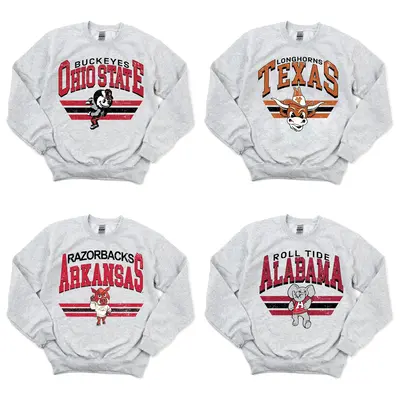 Retro Football College Football Mascot Crewneck Sweatshirt Classic Menswear Tops Cotton Sweaters Sport Fabric Casual Embroide...