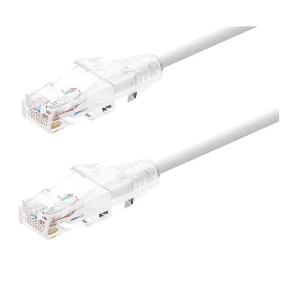 34642 Monoprice Cat6 Component Level Ethernet Cable SlimRun Pure Bare Copper UTP 28AWG 550MHz Snagless RJ45 50ft White