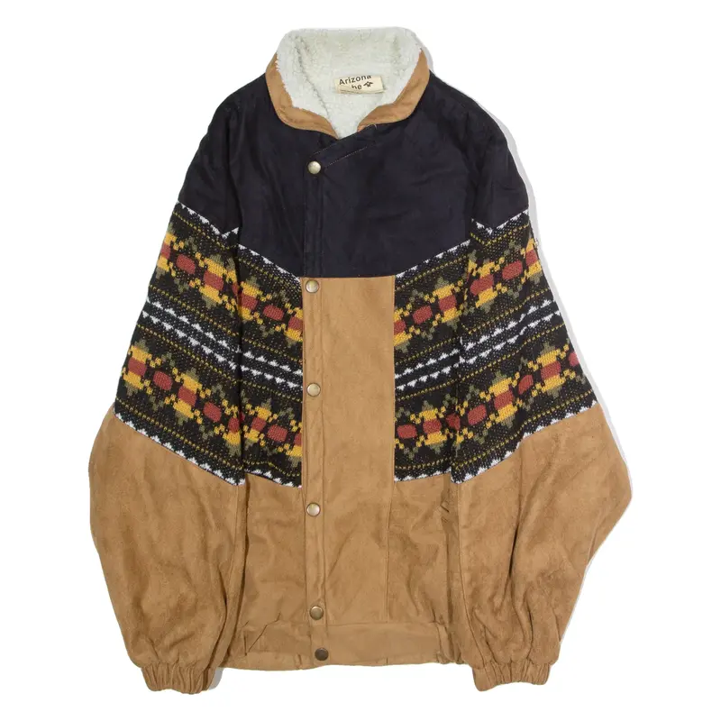 ARIZONA BABE Fleece Lined Style Knit Panel Womens Jacket Beige L
