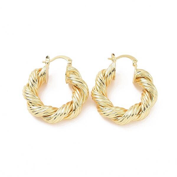 Brass Twist Rope Shape Hoop Earrings for Women