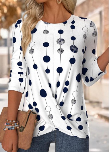 Modlily Multi Color Geometric Print Long Sleeve T Shirt - XXL