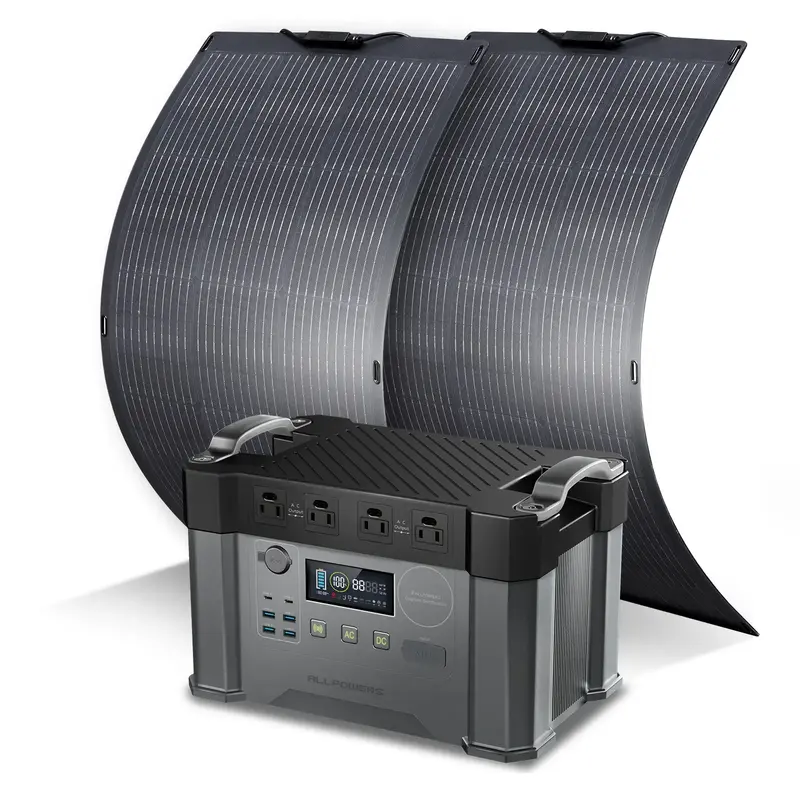 ALLPOWERS 2000W Solar Generator (S2000 + SF100 100W Flexible Solar Panel) S2000 + 2PCS SF100 100W Solar Panel