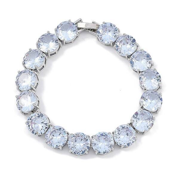 Rack Plating Brass Micro Pave Cubic Zirconia Chain Bracelets