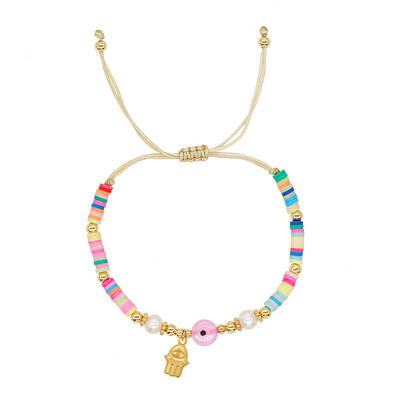 Adjustable Polymer Clay Braided Bead Bracelets for Women