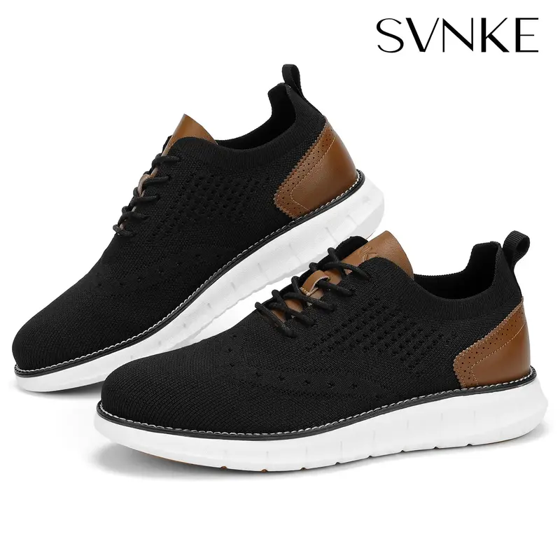 Men's Casual Formal Oxford Shoes Breathable Knitted Casual Fashion Sneakers Lightweight and Comfortable Walking  Runner Footw...