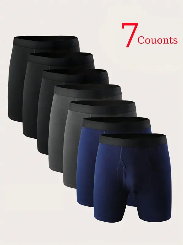 Men's Solid Color Tape Waist Boxer Briefs, Regular Fit Casual Comfy Breathable Underwear for Daily Wear, Men's Underwear for ...