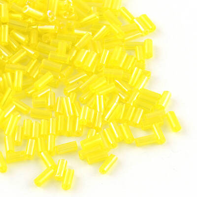 AB Color Plated Glass Bugle Beads