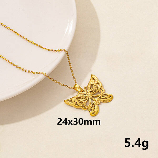 304 Stainless Steel Butterfly Pendant Necklaces