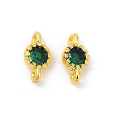 Brass Cubic Zirconia Flat Round Connector Charms