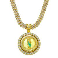Gold-Plated Cuban Men's Rotating Necklace - Unique Hip-Hop Style with Pendant Design, Ideal for Bold Fashion Statement