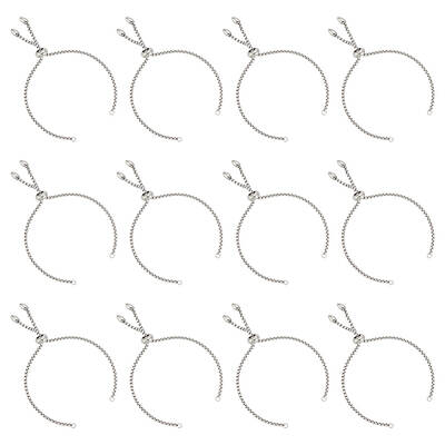 12Pcs Adjustable 304 Stainless Steel Slider Bracelet Makings