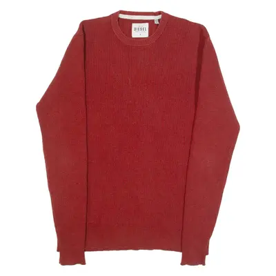 DIESEL Mens Jumper Orange Waffle Knit S
