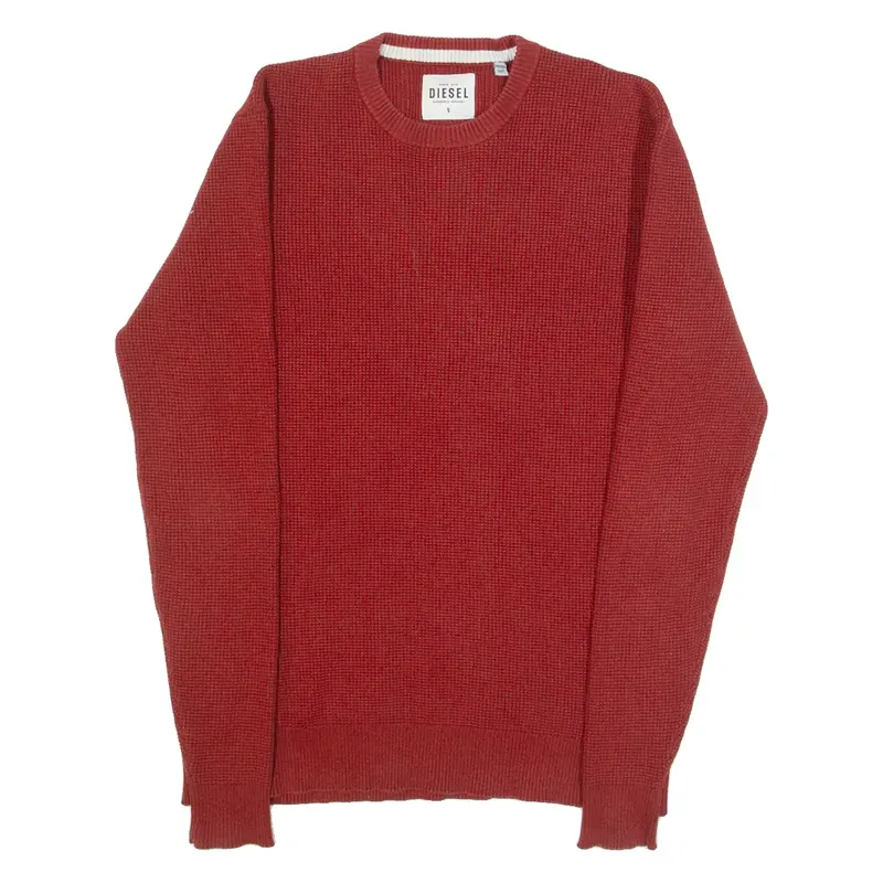 DIESEL Mens Jumper Orange Waffle Knit S