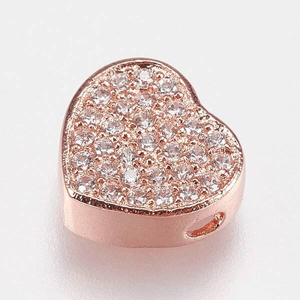 Brass Micro Pave Cubic Zirconia Beads