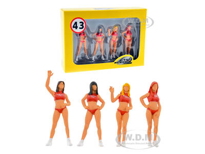 Hawaiian Tropic Girls Set of 4 Figurines for 1/43 Scale Model Cars by Le Mans Miniatures