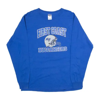 JERZEES First Coast Buccaneers USA T-Shirt Blue Long Sleeve Mens L