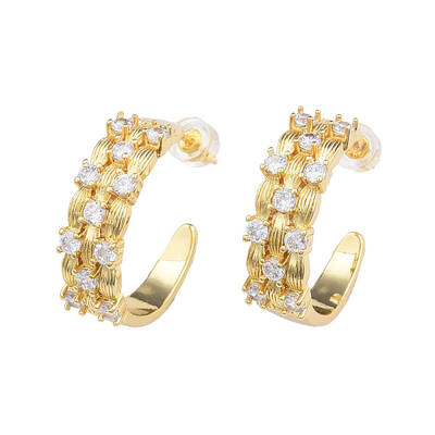 Cubic Zirconia Half Hoop  Earrings