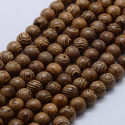 Natural Wenge Wood Beads Strands