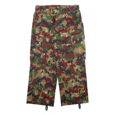 Camo Cargo Mens Trousers Green Relaxed Straight W32 L26