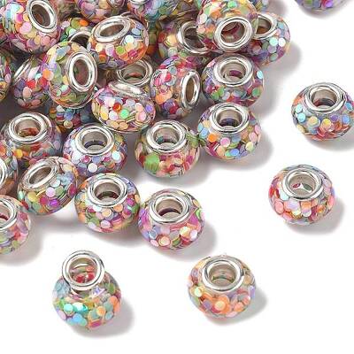 Transparent Resin Rondelle European Beads