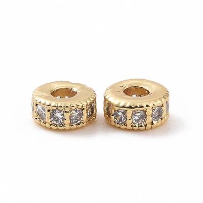 Brass Micro Pave Cubic Zirconia Beads