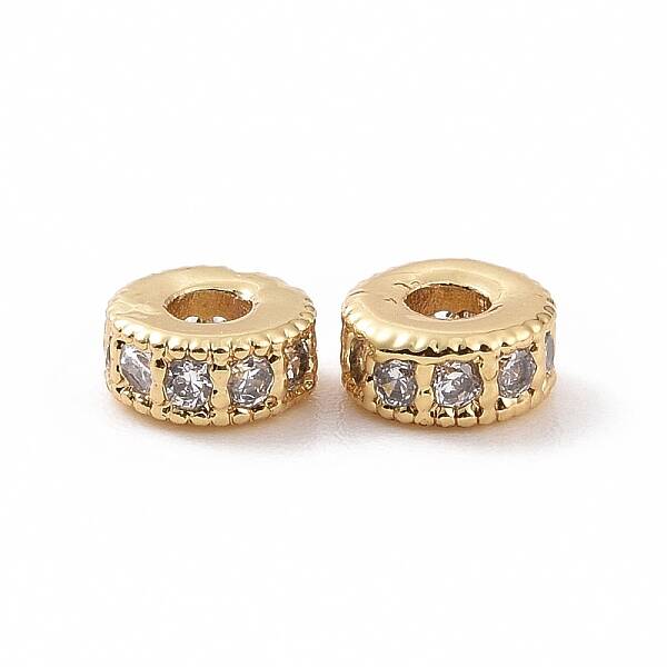 Brass Micro Pave Cubic Zirconia Beads