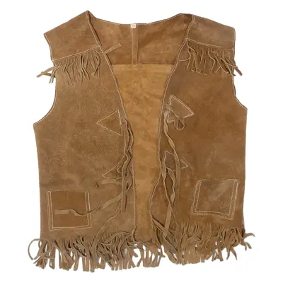 Tassel Womens Blazer Waistcoat Brown Leather S