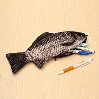 Fish Shaped Pen Holder, 1 Count Multipurpose Makeup Bag with Zipper, Creative Office Supplies Desk Organizer, Funny Gift fo...