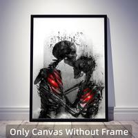 Romantic Skeleton Couple Pattern Unframed Painting for Room Decor, Wall Art Canvas Print, Wall Art Decor for Home Living Room...