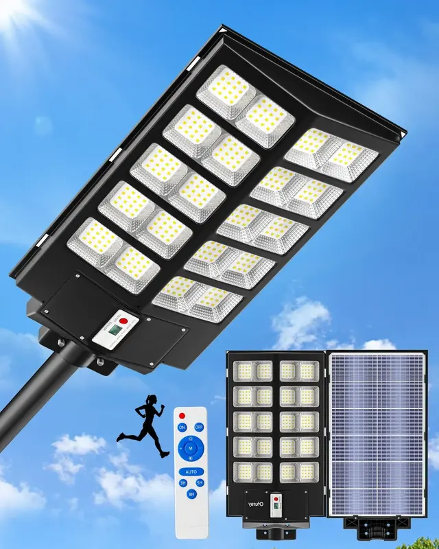 4200W Solar Street Lights Outdoor Waterproof 450000 Lumens Dusk to Dawn Solar Flood Lights Outdoor Motion Sensor, LED Solar L...